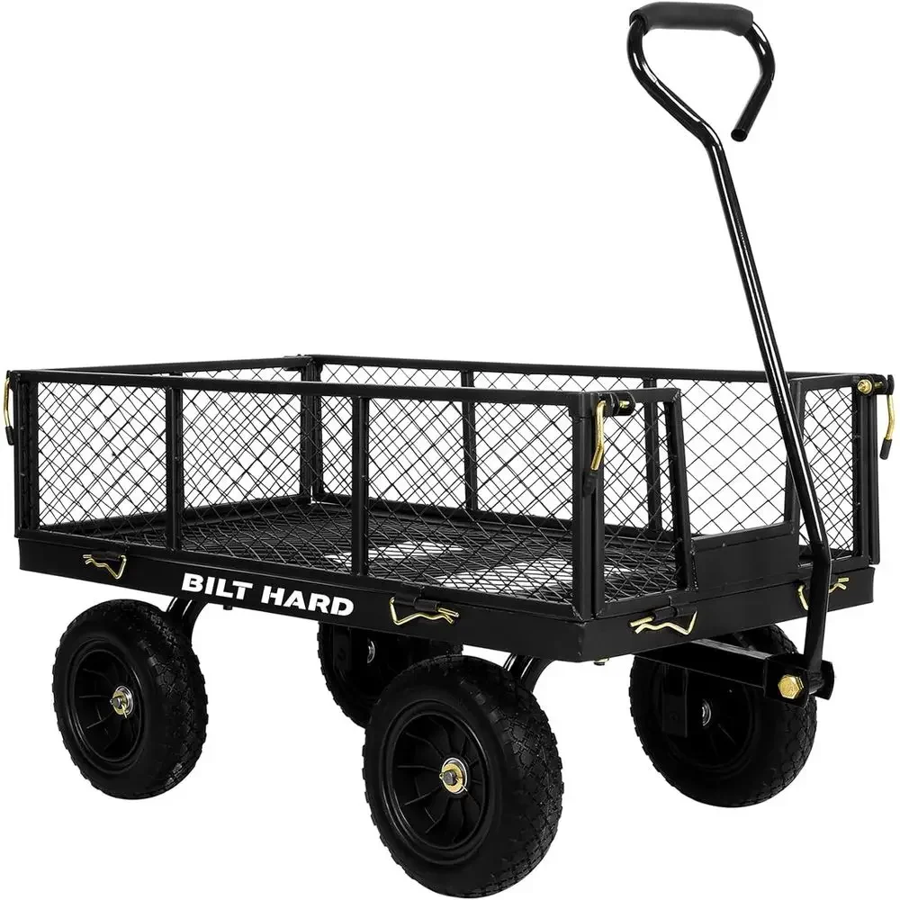 Heavy-Duty 880 lbs Capacity Garden Cart, 10 Tires, 180° Rotating Handle, Removable Sides, 4 Cu.ft Utility Wagon, Black
Heavy-Duty 880 lbs Capacity Garden Cart, 10 Tires, 180° Rotating Handle, Removable Sides, 4 Cu.ft Utility Wagon, Black