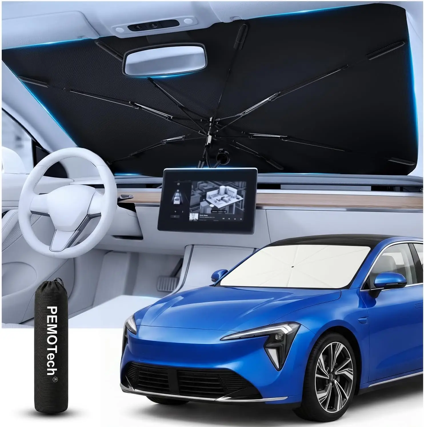 Upgraded Windshield Sun Shade for Cars - Keep Cool, Protect Interior, UV Blocker & Heat Shield, Medium 57"x32"
Upgraded Windshield Sun Shade for Cars - Keep Cool, Protect Interior, UV Blocker & Heat Shield, Medium 57"x32"