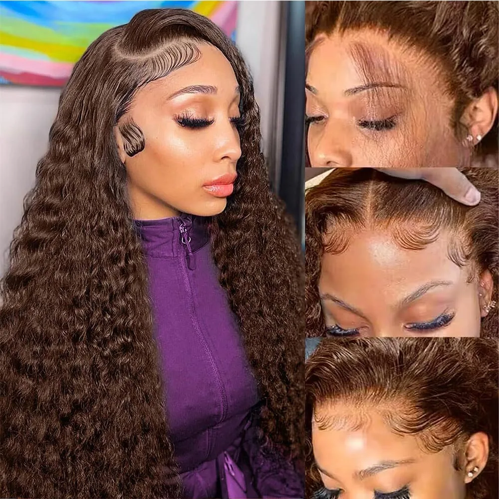 Chocolate Brown Deep Wave Lace Front Wig Bleached Knots HD Transparent 13x6 Lace Frontal Wig Brown Curly Wigs Human Hair
Chocolate Brown Deep Wave Lace Front Wig Bleached Knots HD Transparent 13x6 Lace Frontal Wig Brown Curly Wigs Human Hair