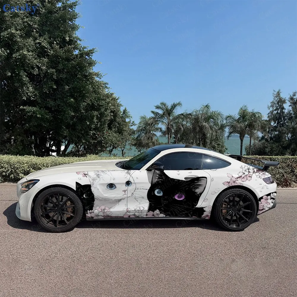 2pcs Pink Petal Black & White Pair Cat Car Side Wraps, Self-Adhesive PVC Waterproof & Scratch-Resistant Stickers, Car Accessory
2pcs Pink Petal Black & White Pair Cat Car Side Wraps, Self-Adhesive PVC Waterproof & Scratch-Resistant Stickers, Car Accessory