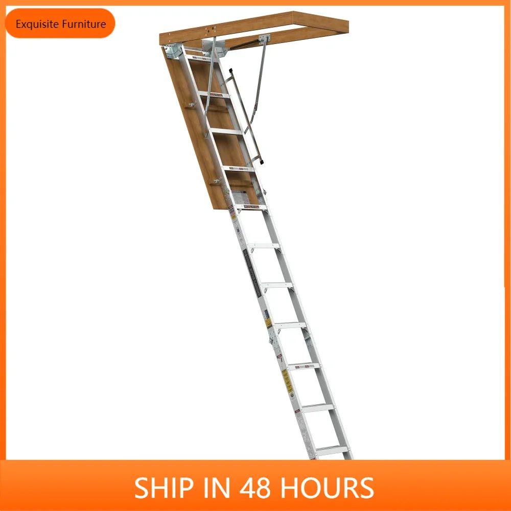 Household Aluminum Attic Ladder 25" x 54" ,350lbs Capacity, 7-10 ft Ceiling Height
Household Aluminum Attic Ladder 25" x 54" ,350lbs Capacity, 7-10 ft Ceiling Height