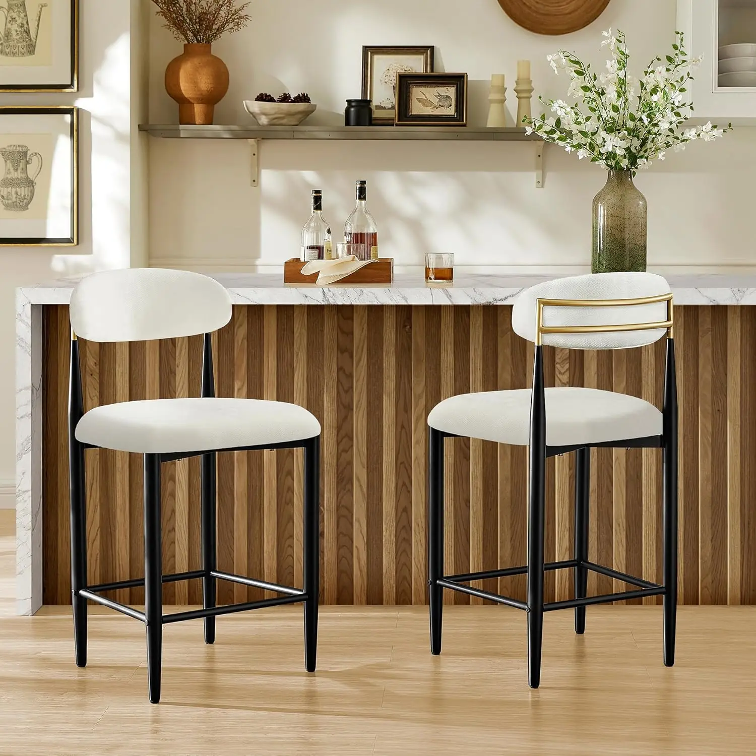 26in Counter Height Stools 2pcs Chenille Back Armless Kitchen Island Chairs Black Metal Frame Adjustable White Customized
26in Counter Height Stools 2pcs Chenille Back Armless Kitchen Island Chairs Black Metal Frame Adjustable White Customized