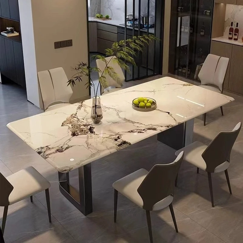 New light luxury high-end marble dining table modern simple rectangular household dining table and chair combination
New light luxury high-end marble dining table modern simple rectangular household dining table and chair combination