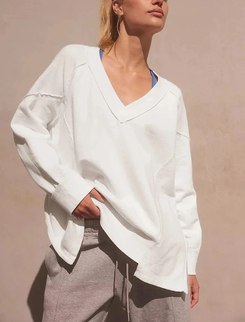 Autumn 100% Cotton Oversized Sweatshirts Women Long Sleeve V-neck Patchwork Hoodies Streetwear Casual Loose Outwear Pullovers
Autumn 100% Cotton Oversized Sweatshirts Women Long Sleeve V-neck Patchwork Hoodies Streetwear Casual Loose Outwear Pullovers