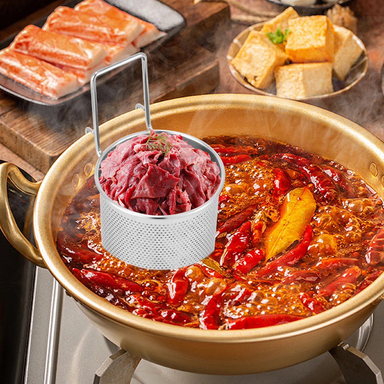 Hot-pot Mesh Net Basket(Large)—304 Stainless Steel(Electroplated, Rust-Resistant), Reinforced Handle, Easy Clean, Space-Saving
Hot-pot Mesh Net Basket(Large)—304 Stainless Steel(Electroplated, Rust-Resistant), Reinforced Handle, Easy Clean, Space-Saving