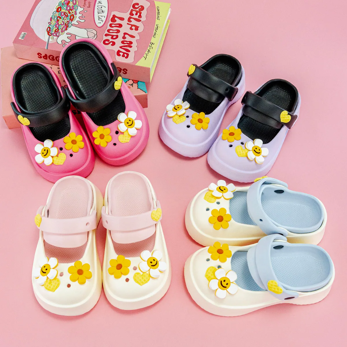 New Cartoon Sunflower Girls' Clogs for Outdoor Wear, Fashionable Slippers, Non-Slip Height-Increasing Closed-Toe Shoes 600
New Cartoon Sunflower Girls' Clogs for Outdoor Wear, Fashionable Slippers, Non-Slip Height-Increasing Closed-Toe Shoes 600
