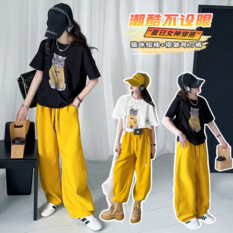 summer chic teen girls cartoon cat short sleeved t-shirt 2025 stylish loose animal tops Cotton sports pants child kid outfits 14
summer chic teen girls cartoon cat short sleeved t-shirt 2025 stylish loose animal tops Cotton sports pants child kid outfits 14