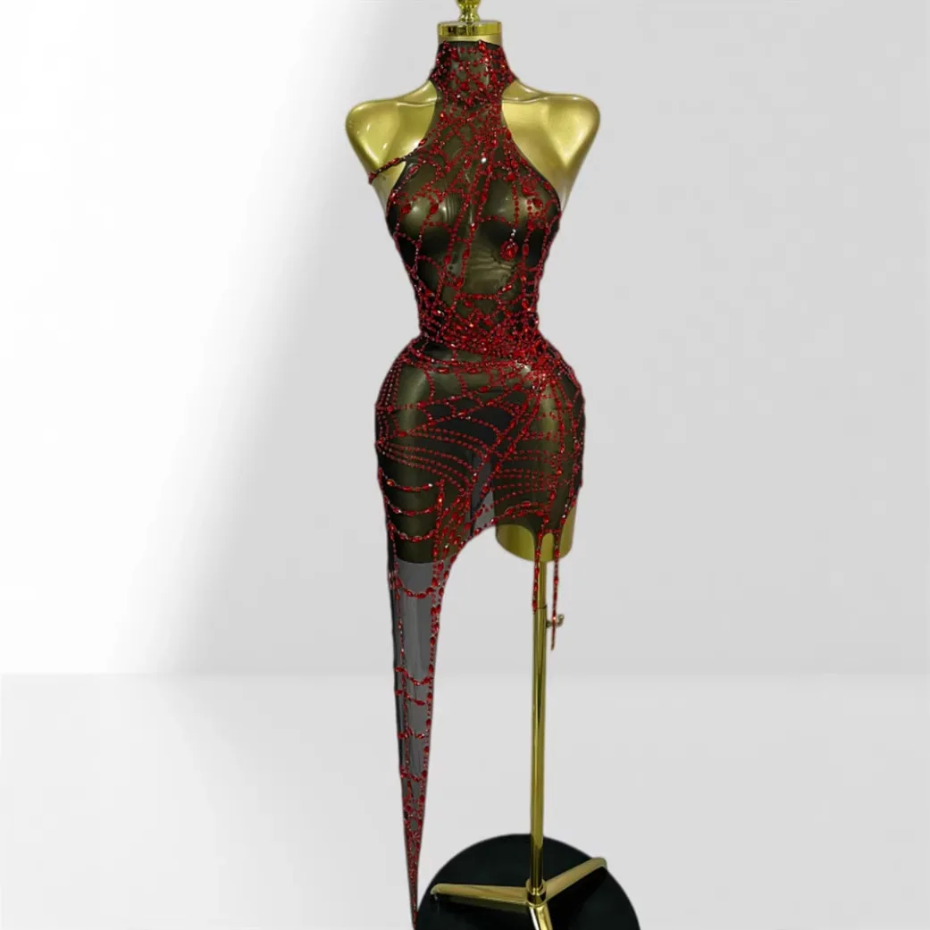 Shining Rhinestones Mesh See Through Slim Mini Dress Asymmetric Stretch Bodycon Dresses Sexy Nightclub Party Dancer Performance
Shining Rhinestones Mesh See Through Slim Mini Dress Asymmetric Stretch Bodycon Dresses Sexy Nightclub Party Dancer Performance