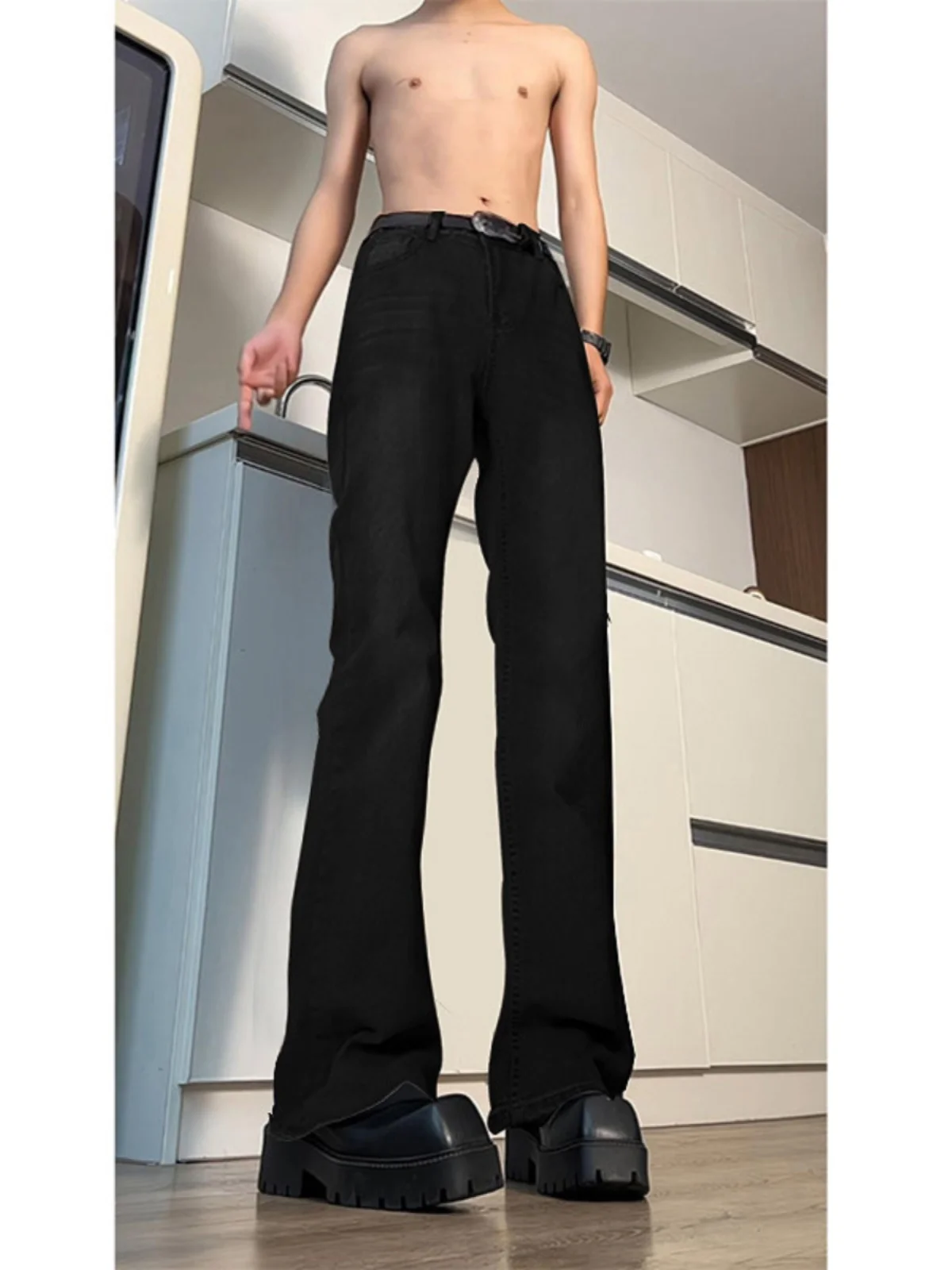 Bla Belted Jeans Men's Trendy Summer High Waist Extended Long Straight Leg Micro Flared Pants Casual Loose Fit Denim Jeans
Bla Belted Jeans Men's Trendy Summer High Waist Extended Long Straight Leg Micro Flared Pants Casual Loose Fit Denim Jeans