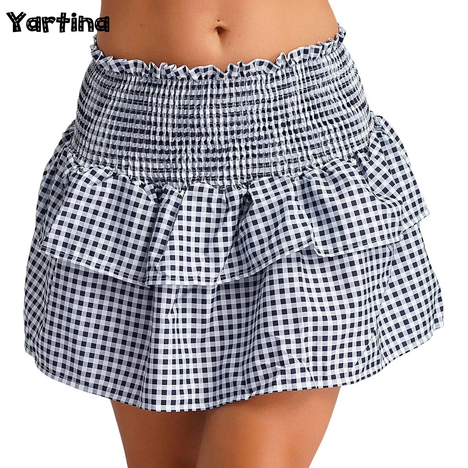Women High Waist Smocked Frilly Vestidos Mini Skirt Tiered Ruffle Skirt Gingham Skirt Y2K Pleated Tiered Short Skirt Streetwear
Women High Waist Smocked Frilly Vestidos Mini Skirt Tiered Ruffle Skirt Gingham Skirt Y2K Pleated Tiered Short Skirt Streetwear