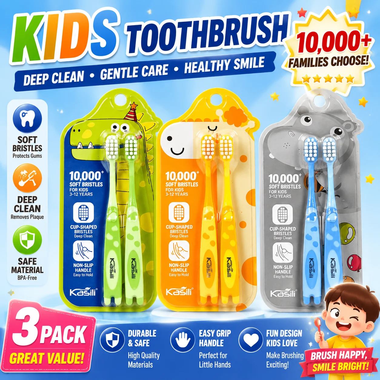 Cute 2-Support Gingival Toothbrush for Children Aged 3-12, Super Soft and Cute, Soft and Delicate Hair Care for Baby's Teeth
Cute 2-Support Gingival Toothbrush for Children Aged 3-12, Super Soft and Cute, Soft and Delicate Hair Care for Baby's Teeth