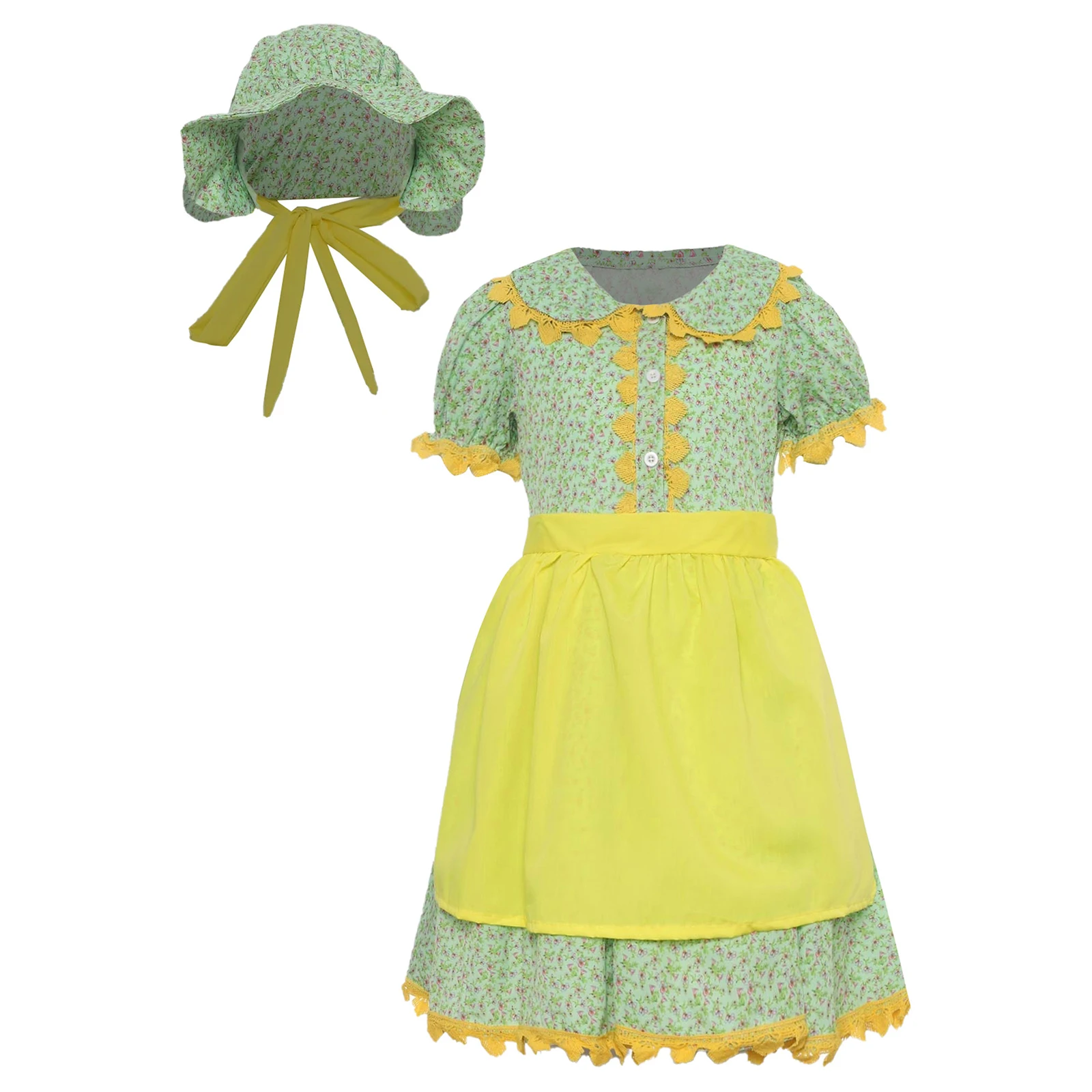 3Pcs Girls Pioneer Dress Set Prairie Colonial Costume Flower Print Dress with Apron And Hat Set Halloween Party Dress Up Costume
3Pcs Girls Pioneer Dress Set Prairie Colonial Costume Flower Print Dress with Apron And Hat Set Halloween Party Dress Up Costume
