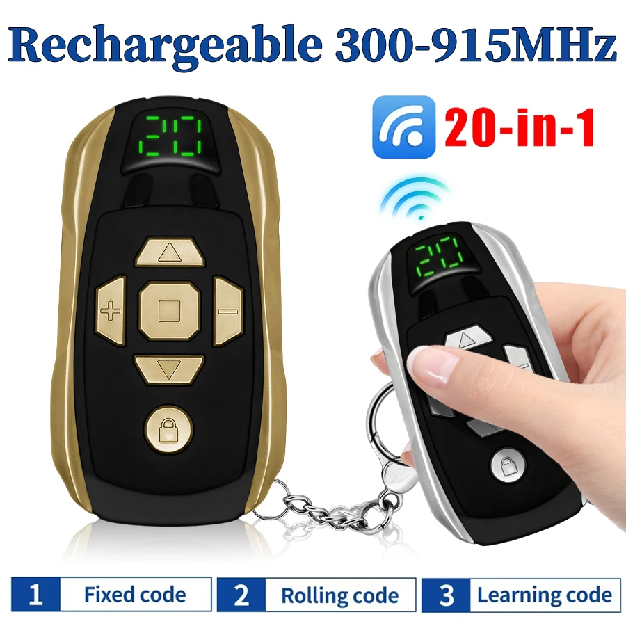 20 Channels Wireless Copy Remote Control Multi-Frequency 300-915Mhz Gate Rolling Shutter Garage Door Key Duplicator Rechargeable
20 Channels Wireless Copy Remote Control Multi-Frequency 300-915Mhz Gate Rolling Shutter Garage Door Key Duplicator Rechargeable