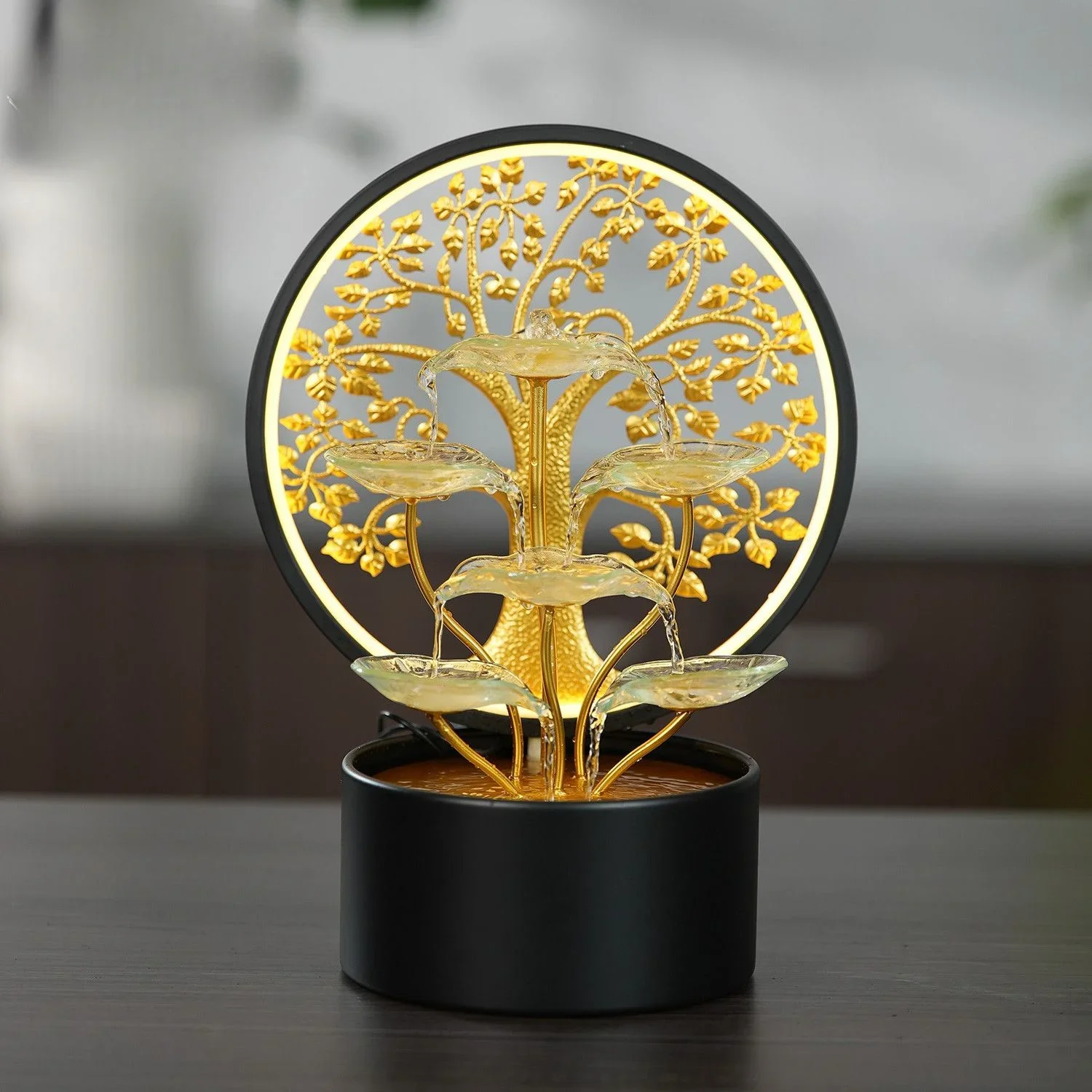 A new Chinese style flowing water fortune ornament with automatic water circulation for living room and home decoration
A new Chinese style flowing water fortune ornament with automatic water circulation for living room and home decoration