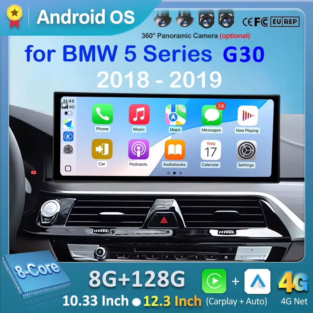 Автомобильный радиоприемник, видео-мультимедийный плеер для BMW 5 серии G30 2018-2019 системы EVO Carplay Auto Android 16 Navi GPS NO 2 DINS
Автомобильный радиоприемник, видео-мультимедийный плеер для BMW 5 серии G30 2018-2019 системы EVO Carplay Auto Android 16 Navi GPS NO 2 DINS