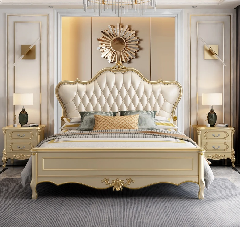 -ab European Style Bed Master Bedroom Leather French Luxury Solid Wood Bed Frame King Size Wedding Bed for Home Hotel Furniture
-ab European Style Bed Master Bedroom Leather French Luxury Solid Wood Bed Frame King Size Wedding Bed for Home Hotel Furniture