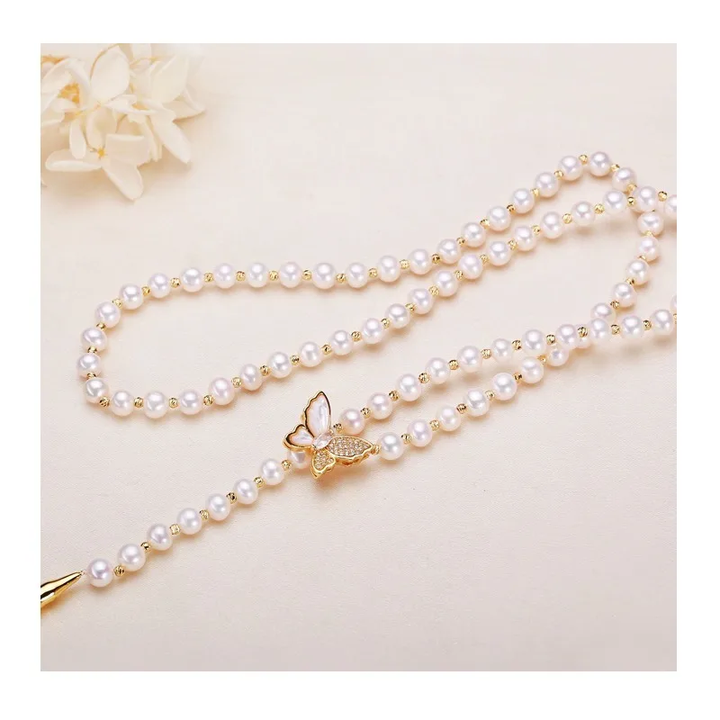 Real Pearl Butterfly Neck Collarbone Chain Autumn and Winter Sweater Chain Freshwater Pearl Necklace Girls Long
Real Pearl Butterfly Neck Collarbone Chain Autumn and Winter Sweater Chain Freshwater Pearl Necklace Girls Long