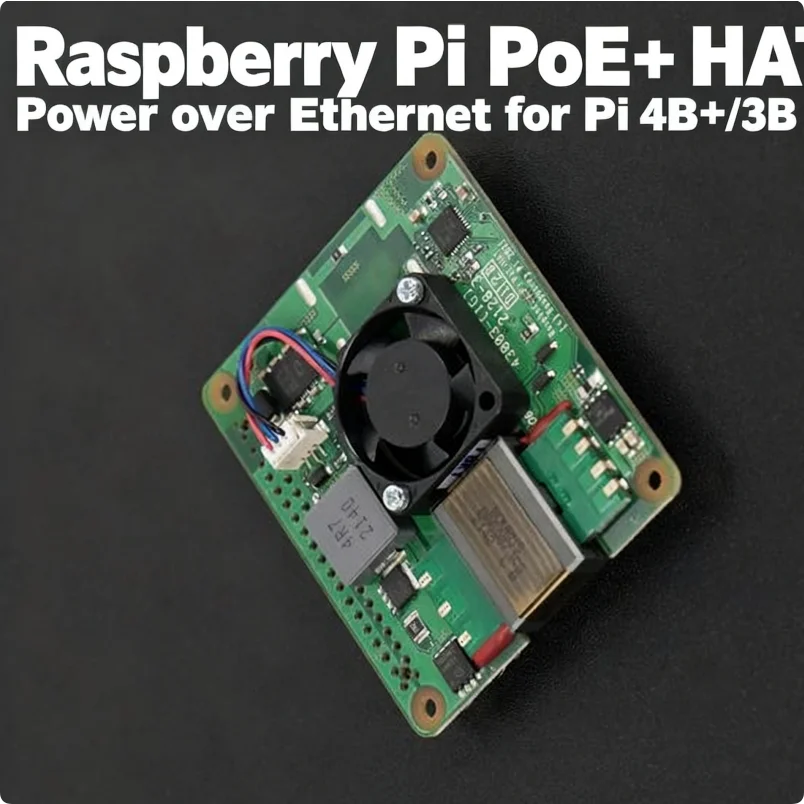 Official Raspberry Pi PoE+ HAT for Pi 4B / 3B+, 802.3at Ethernet Power Over Cable, 5V/5A Output with Quiet Cooling Fan
Official Raspberry Pi PoE+ HAT for Pi 4B / 3B+, 802.3at Ethernet Power Over Cable, 5V/5A Output with Quiet Cooling Fan