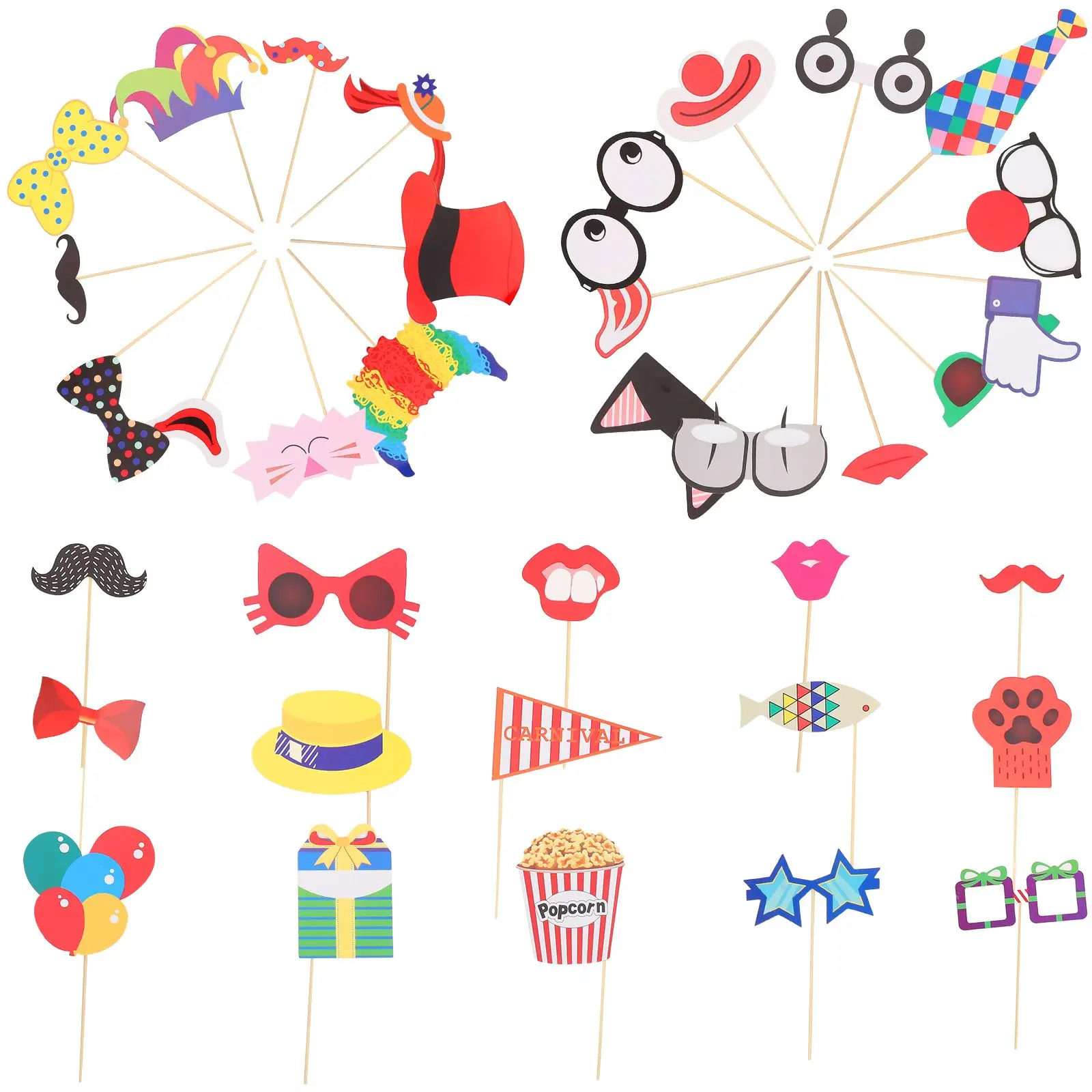 36pcs Photo Circus Photo Booth Reusable Wedding Birthday Party Fun Accessories Thick Cardboard Vibrant Colors
36pcs Photo Circus Photo Booth Reusable Wedding Birthday Party Fun Accessories Thick Cardboard Vibrant Colors
