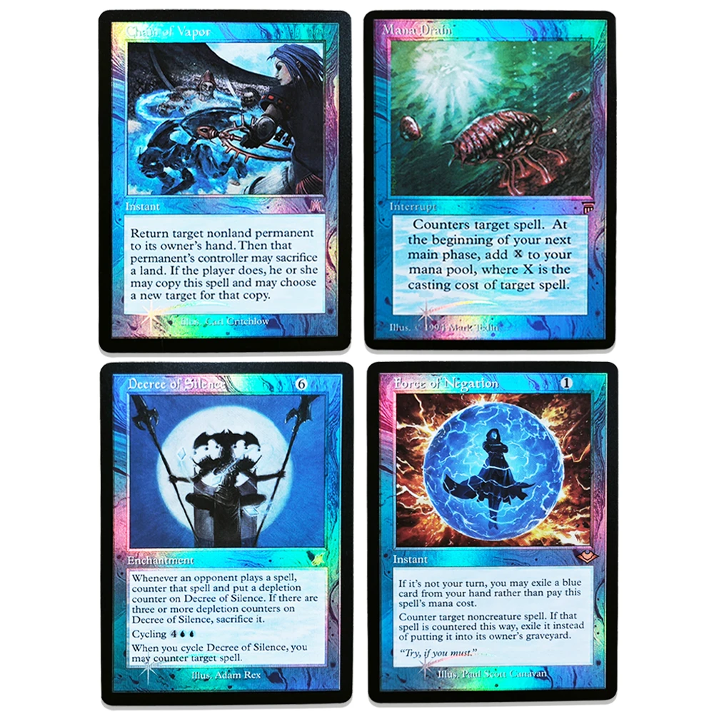 BL Foil18 TCG Rare Magical Game Collection Cards-Force of Negation/Mana Drain/Decree of Silence/Chain of Vapor
BL Foil18 TCG Rare Magical Game Collection Cards-Force of Negation/Mana Drain/Decree of Silence/Chain of Vapor