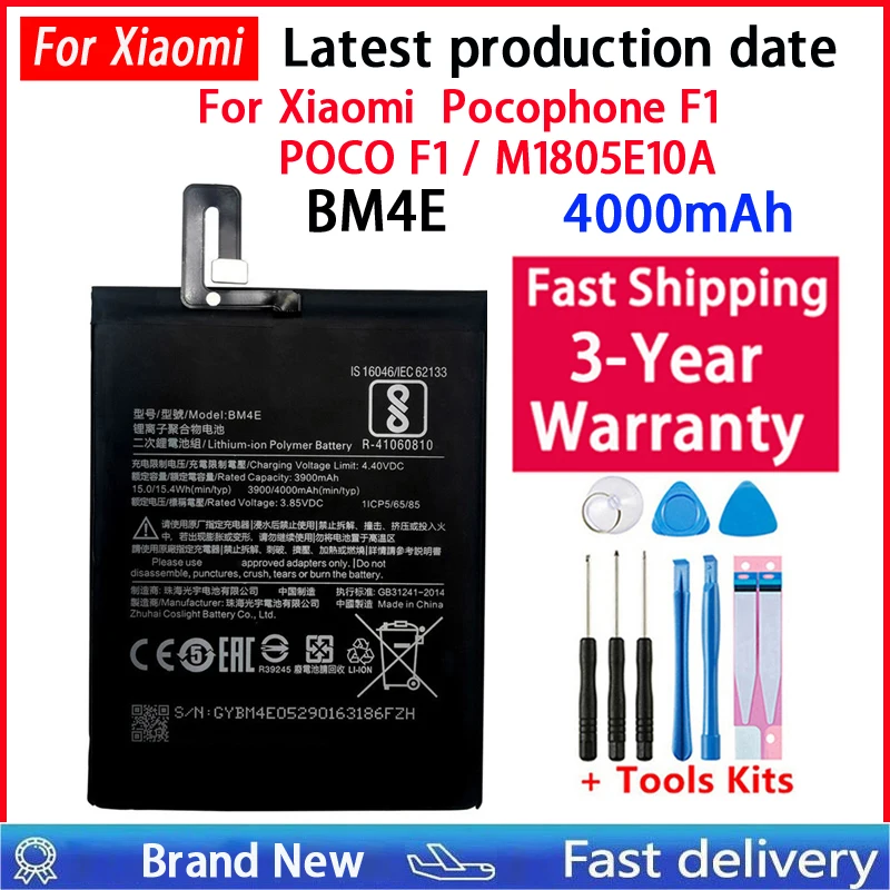 4000mAh 100% Battery BM4E For Xiaomi MI Pocophone poco F1 Replacement Phone Battery Fast Shipping
4000mAh 100% Battery BM4E For Xiaomi MI Pocophone poco F1 Replacement Phone Battery Fast Shipping