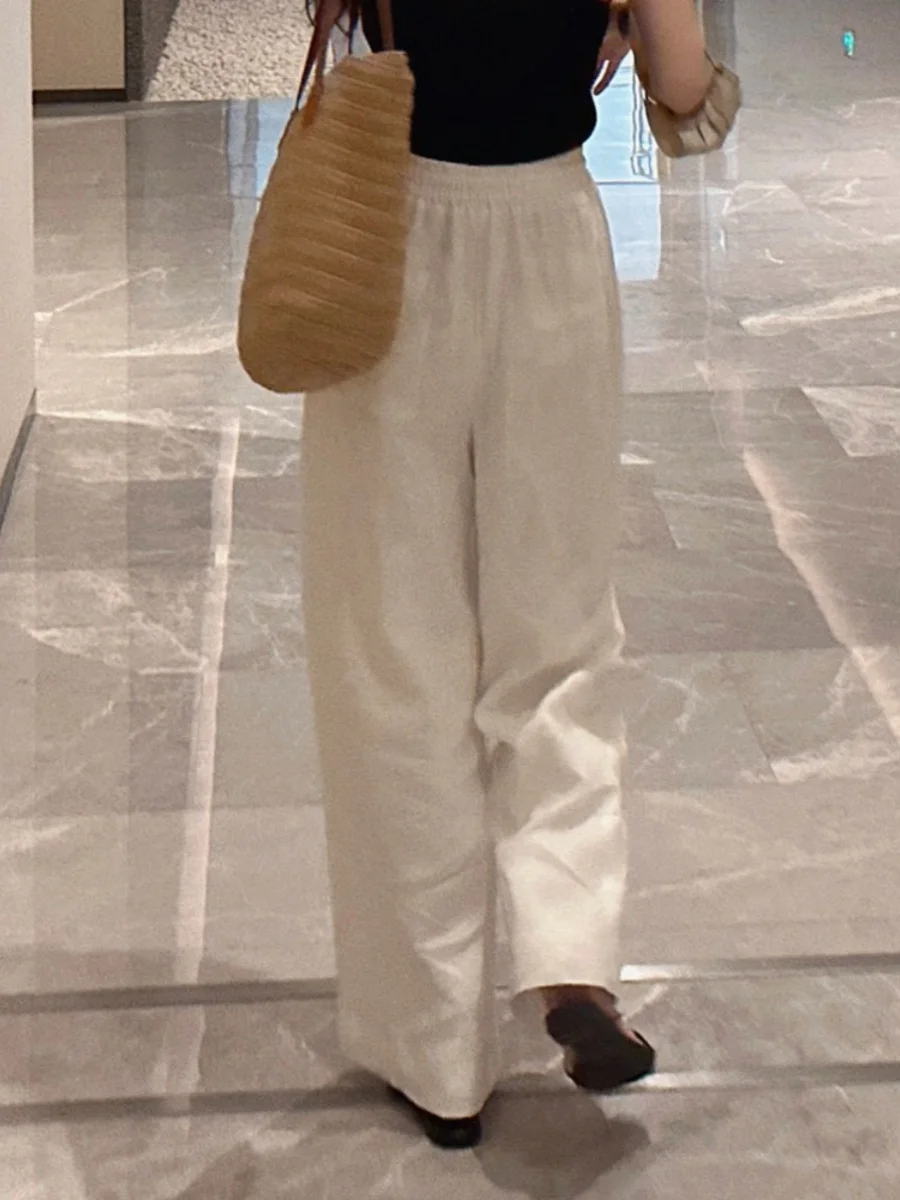 Emily Clud Recommended White Linen Wide Leg Pants Women's Cotton Linen High Waist Draped Straight Casual Trousers
Emily Clud Recommended White Linen Wide Leg Pants Women's Cotton Linen High Waist Draped Straight Casual Trousers