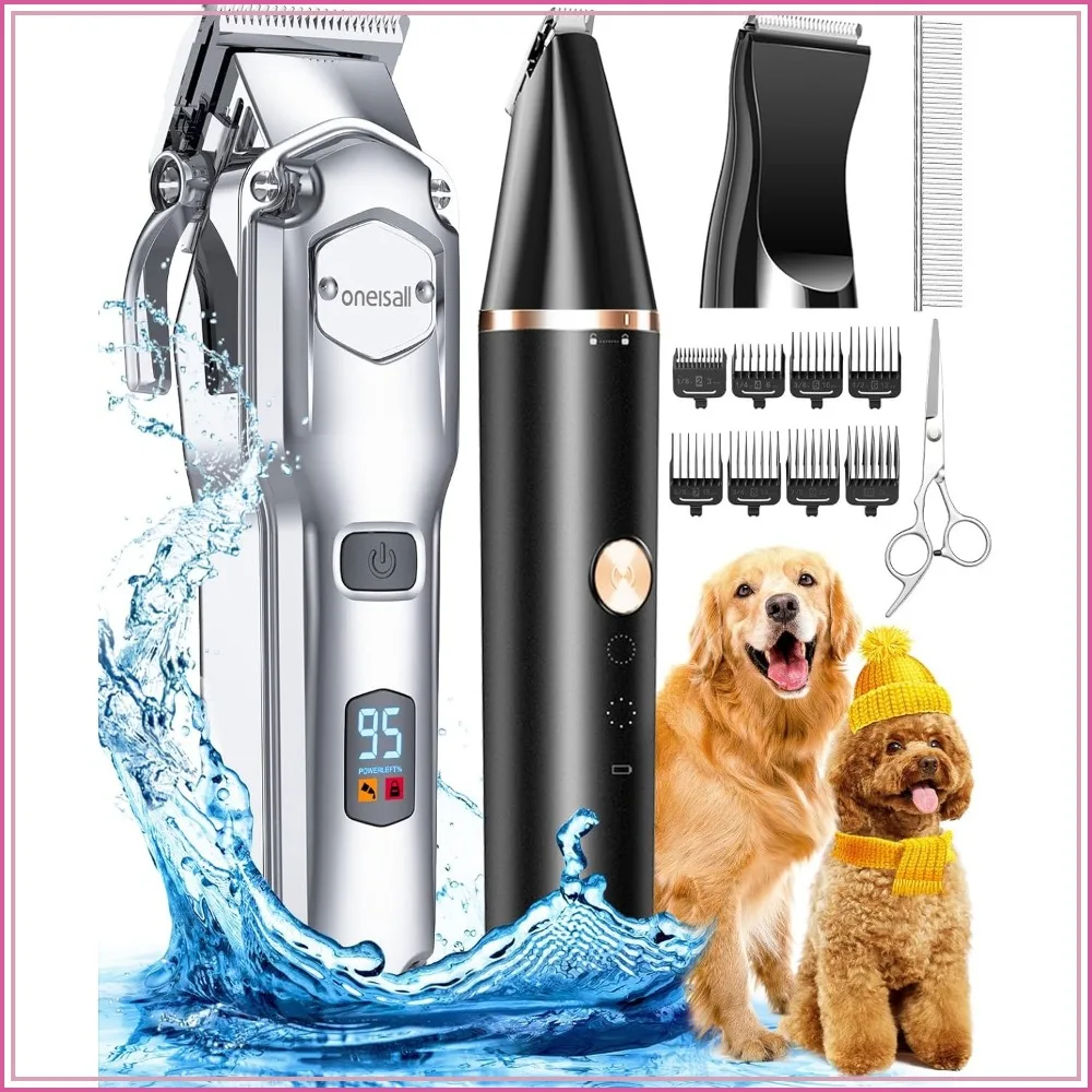 Dog Grooming Kit for Heavy Thick Hair, Low Noise Rechargeable Cordless Clippers with Stainless Steel Blade & Paw Trimmer
Dog Grooming Kit for Heavy Thick Hair, Low Noise Rechargeable Cordless Clippers with Stainless Steel Blade & Paw Trimmer