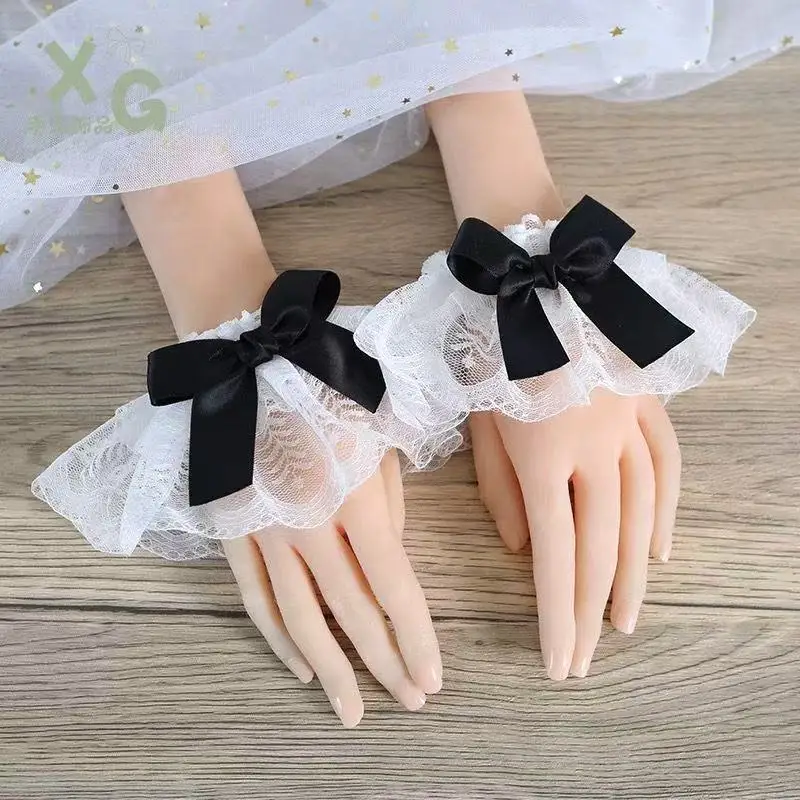 1Pair Lolita Hand Sleeve Wrist Cuffs Ruffled Lace Cuff For Girls Bow Lace Bracelet Women White Cuffs Black Cuffs For Clothes
1Pair Lolita Hand Sleeve Wrist Cuffs Ruffled Lace Cuff For Girls Bow Lace Bracelet Women White Cuffs Black Cuffs For Clothes