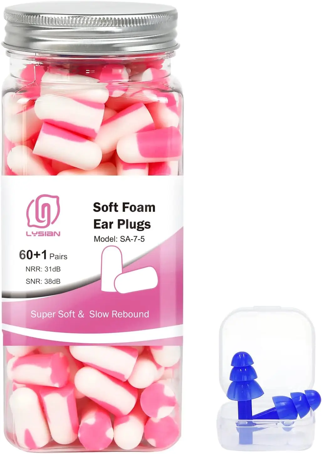 Ultra-Soft Foam Sleep Earplugs, 38dB SNR Noise Reduction, 60 Pairs for Sleeping, Studying, Shooting
Ultra-Soft Foam Sleep Earplugs, 38dB SNR Noise Reduction, 60 Pairs for Sleeping, Studying, Shooting