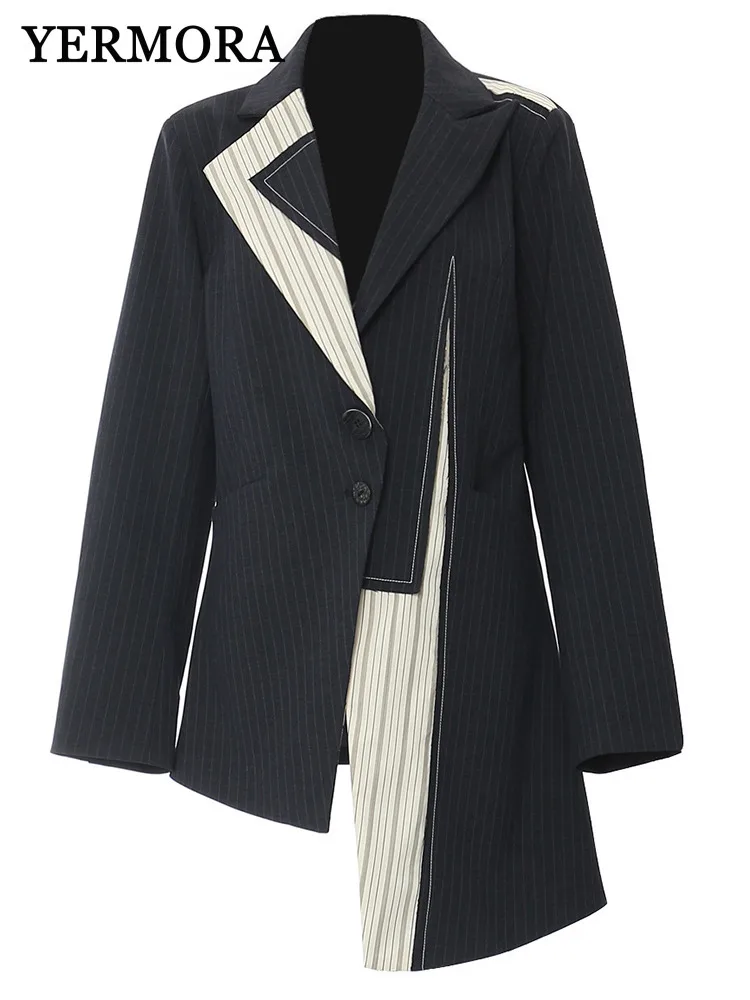 YERMORA Color-black Irregular Blazer For Women Lapel Long Sleeve Fashion Tide Casual Basic Jacket Spring Autumn 2025 New A131
YERMORA Color-black Irregular Blazer For Women Lapel Long Sleeve Fashion Tide Casual Basic Jacket Spring Autumn 2025 New A131