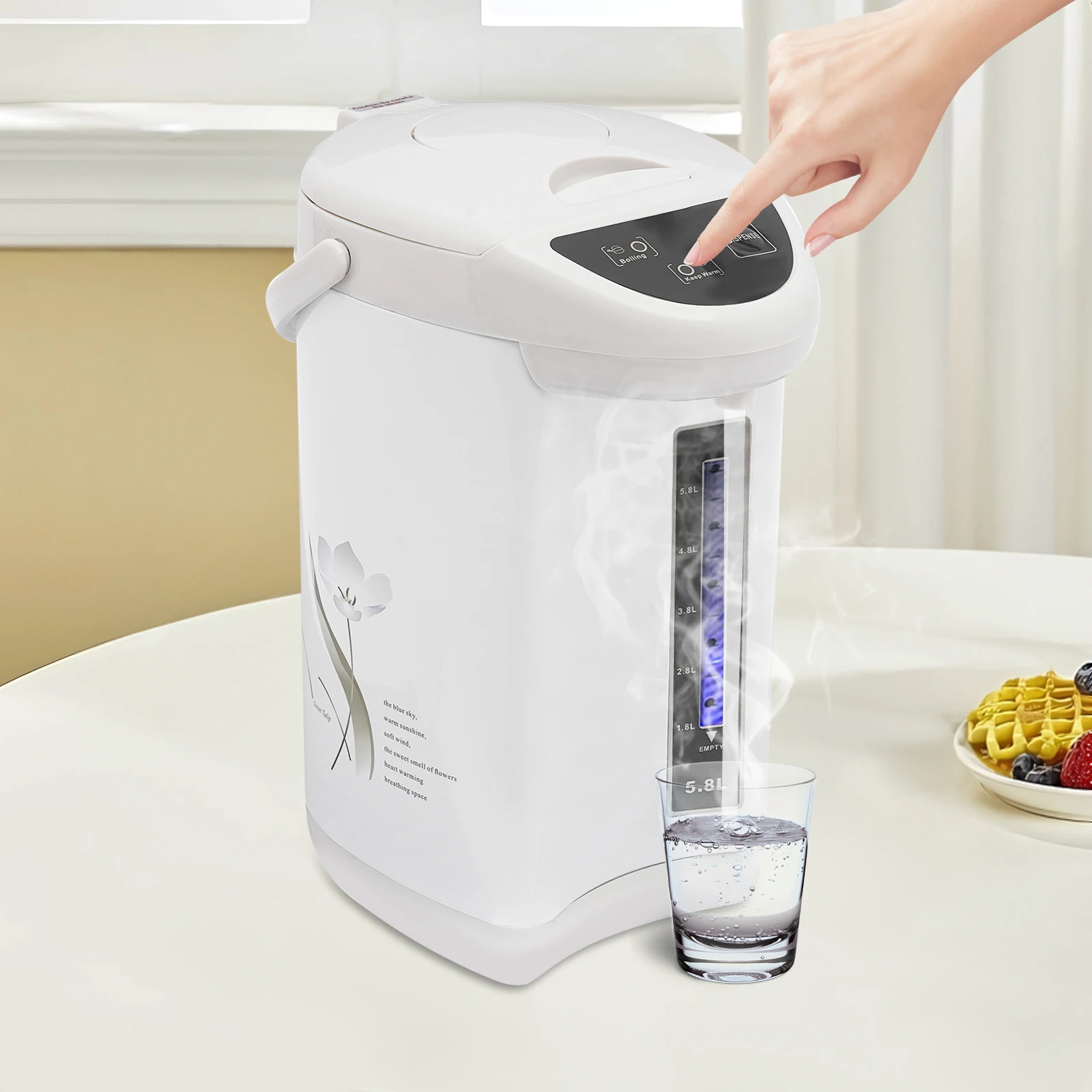 Water Boiler & Warmer, 304 Stainless Steel Removable Water Tank, 110V 750W Electric Kettle White or Living Rooms,Kitchens
Water Boiler & Warmer, 304 Stainless Steel Removable Water Tank, 110V 750W Electric Kettle White or Living Rooms,Kitchens