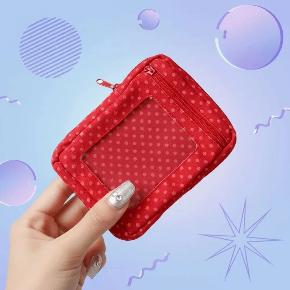 Red Polka Dot Coin Purse Zippered Canvas Fabric Clear Window Pouch Washable Transparent PVC Photocard Holder Commute
Red Polka Dot Coin Purse Zippered Canvas Fabric Clear Window Pouch Washable Transparent PVC Photocard Holder Commute