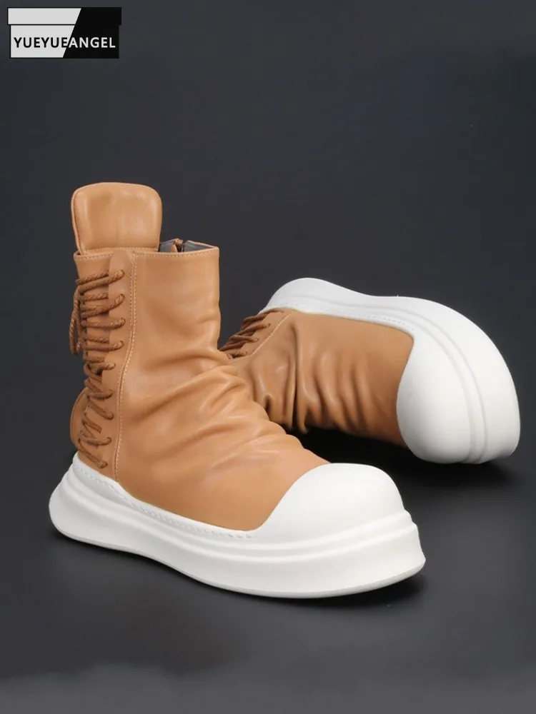 Winter Mens Versatile Comfortable Cow Leather Ankle Boots Round Toe High Top Shoes Business Casual Male Thick Platform Footwear
Winter Mens Versatile Comfortable Cow Leather Ankle Boots Round Toe High Top Shoes Business Casual Male Thick Platform Footwear