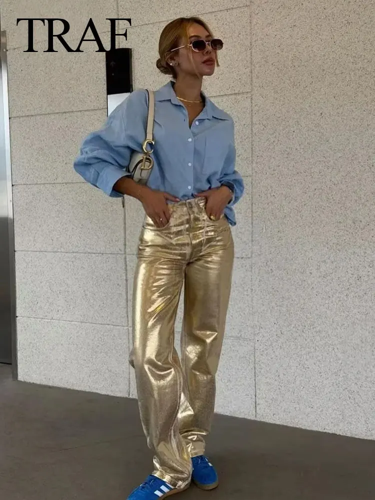 TRAF 2024 Woman Solid Trousers High Waist Women's Loose Long Pants Zipper Pockets Casual Versatile Street Female Wide Leg Pant
TRAF 2024 Woman Solid Trousers High Waist Women's Loose Long Pants Zipper Pockets Casual Versatile Street Female Wide Leg Pant