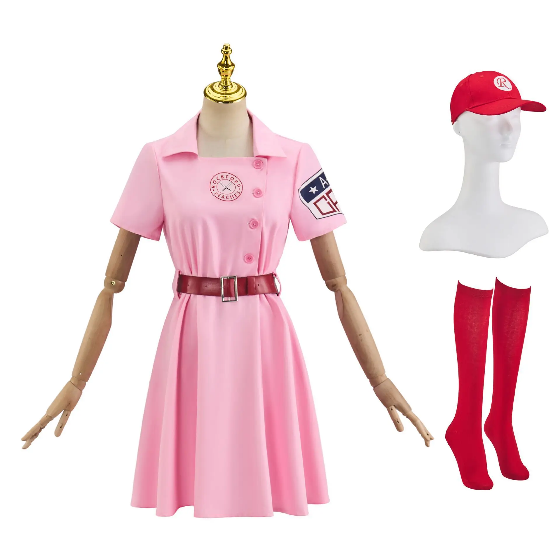 A League of Their Own Cosplay Costume - Pink Baseball Uniform Dress with Red Cap and Socks for Movie Parties Halloween Parties
A League of Their Own Cosplay Costume - Pink Baseball Uniform Dress with Red Cap and Socks for Movie Parties Halloween Parties