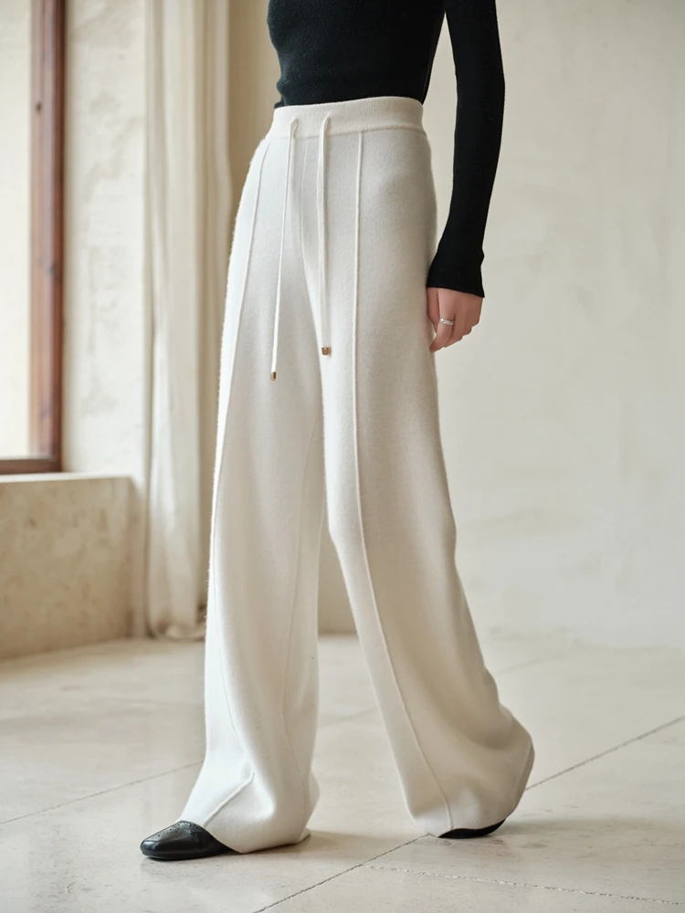 MEETCC Women's 100% Cashmere Wide Leg Pants Autumn Winter Elastic Waist Trousers Soft Warm Cashmere Cozy Pants Casual Loose Pant
MEETCC Women's 100% Cashmere Wide Leg Pants Autumn Winter Elastic Waist Trousers Soft Warm Cashmere Cozy Pants Casual Loose Pant
