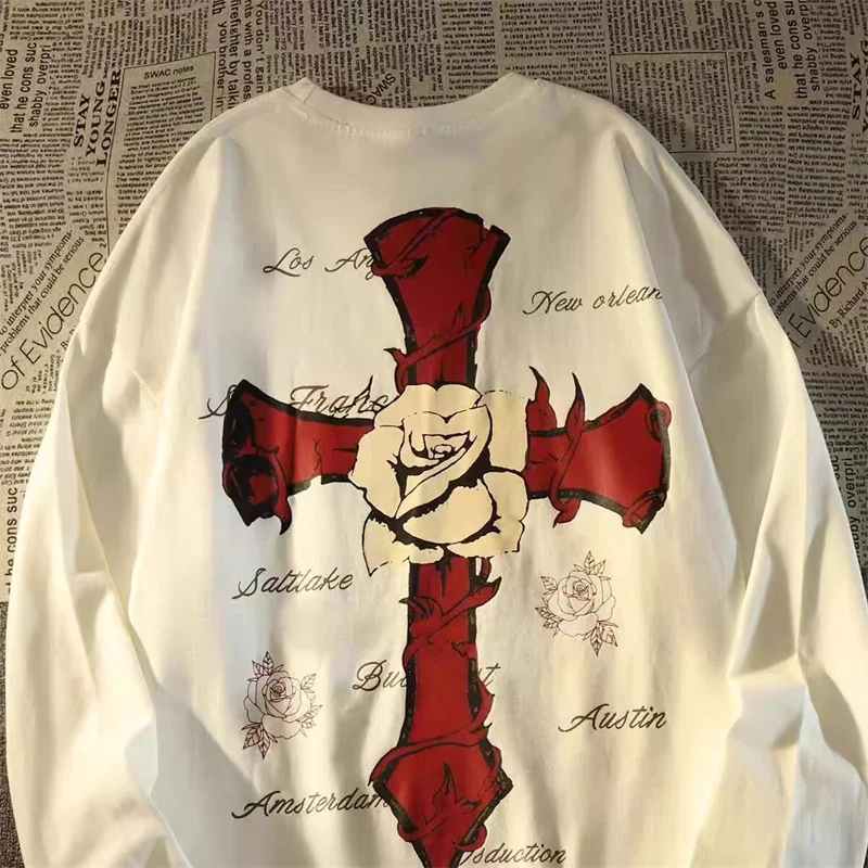 ZAZOMDE High Street Style Mens Long Sleeve T Shirt Feature Cross Symbol Graphic Print Comfort Fit Cotton Tee Street Fashion
ZAZOMDE High Street Style Mens Long Sleeve T Shirt Feature Cross Symbol Graphic Print Comfort Fit Cotton Tee Street Fashion