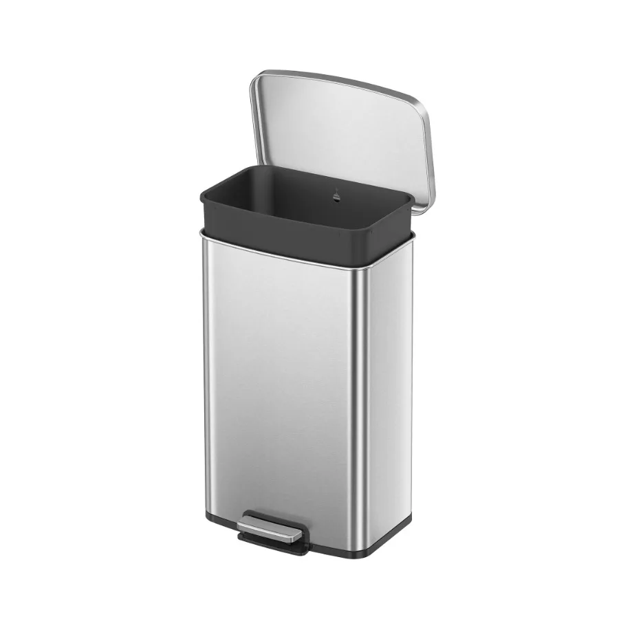 13.2 Gallon Kitchen Trash Can with Step Operation, Stainless Steel Soft-Close Lid, Silver Finish for Modern Home Office Use
13.2 Gallon Kitchen Trash Can with Step Operation, Stainless Steel Soft-Close Lid, Silver Finish for Modern Home Office Use