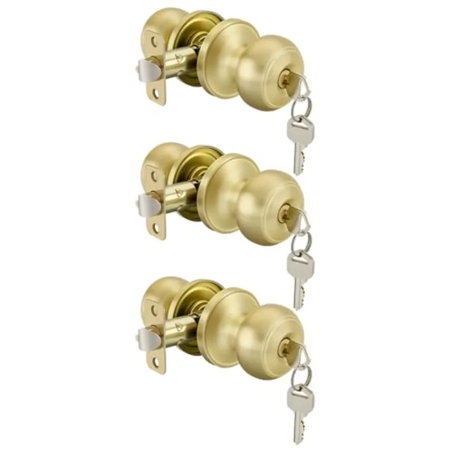 Door Knobs, Keyed-Alike Door Knobs with Lock and Key, Brushed Door Knob, Exterior Locking Door Knob with Keys Pack
Door Knobs, Keyed-Alike Door Knobs with Lock and Key, Brushed Door Knob, Exterior Locking Door Knob with Keys Pack