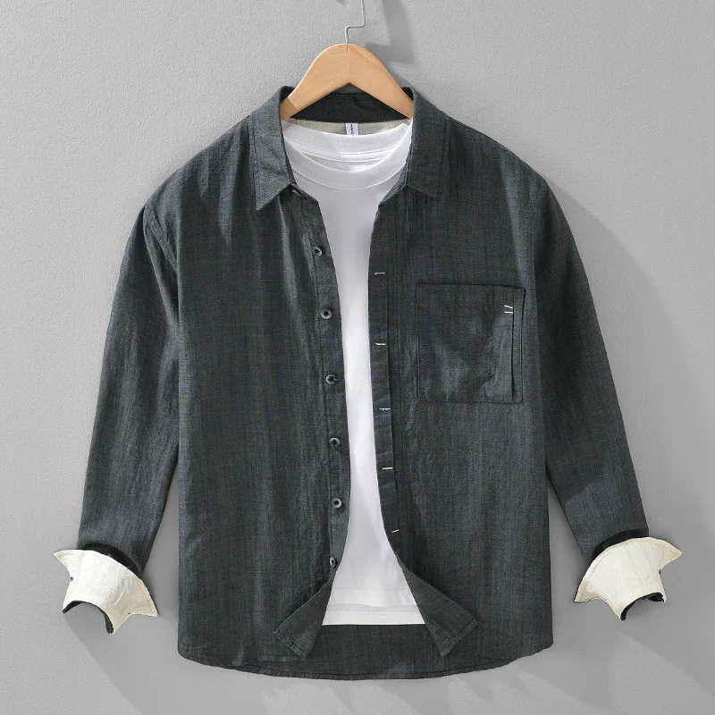 Spring Japanese-inspired New Casual Solid-color Long-sleeve Shirt for Men Simple Artistic Loose-fit Linen Standard Shirt Jackets
Spring Japanese-inspired New Casual Solid-color Long-sleeve Shirt for Men Simple Artistic Loose-fit Linen Standard Shirt Jackets