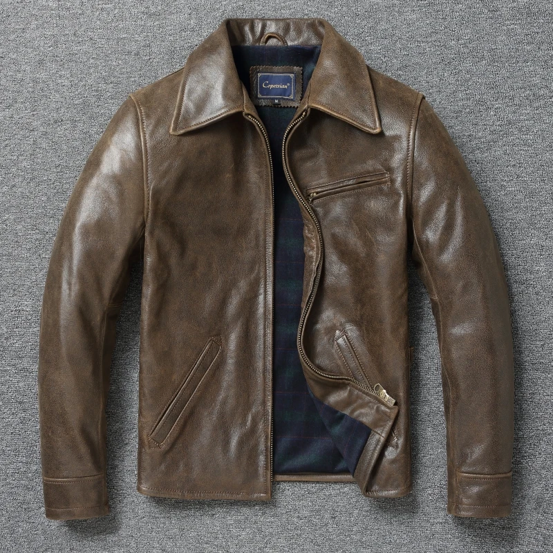 Тяжелый масляный воск, импортное пальто из воловьей кожи первого слоя, мужское классическое пальто с лацканами, желто-коричневое повседневное пальто в стиле ретро, редкая кожа
Тяжелый масляный воск, импортное пальто из воловьей кожи первого слоя, мужское классическое пальто с лацканами, желто-коричневое повседневное пальто в стиле ретро, редкая кожа