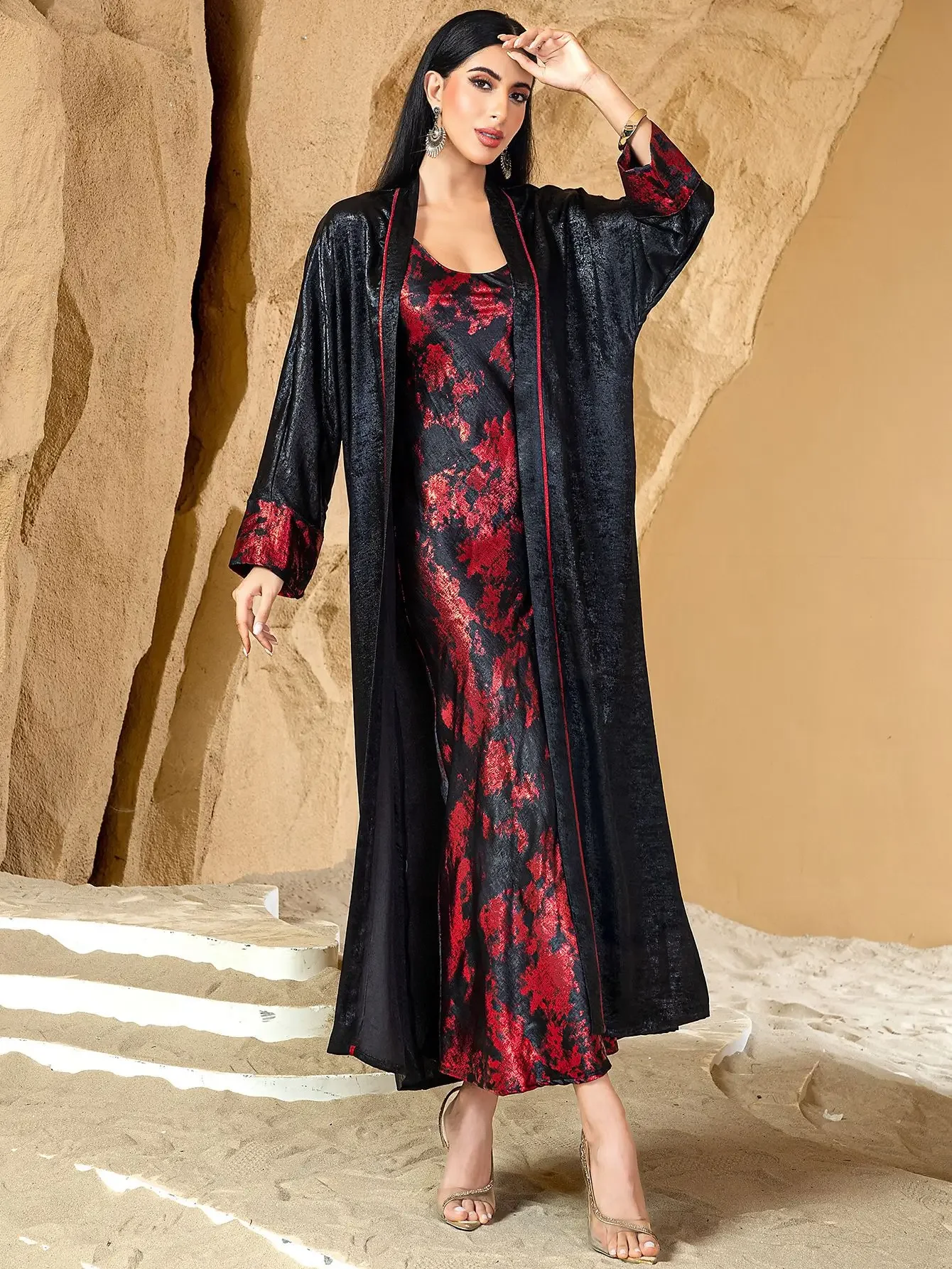 Eid Women Dress Muslim Abaya Print 2 Piece Set Floral Cardigan with Inner Dress Vestido Largos Jalabiya Ramadan Kaftan Arab 2025
Eid Women Dress Muslim Abaya Print 2 Piece Set Floral Cardigan with Inner Dress Vestido Largos Jalabiya Ramadan Kaftan Arab 2025