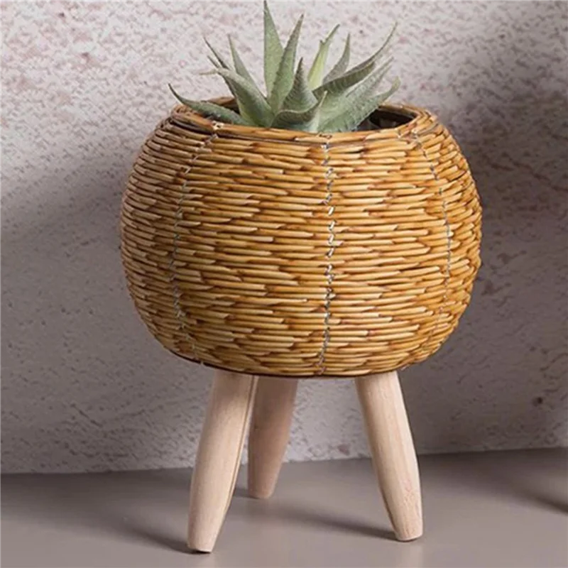 CQMF-3X Vintage Imitation Rattan Woven Flower Shelf Planters Handmade Storage Basket With Wooden Legs Plant Pot Stand,A
CQMF-3X Vintage Imitation Rattan Woven Flower Shelf Planters Handmade Storage Basket With Wooden Legs Plant Pot Stand,A