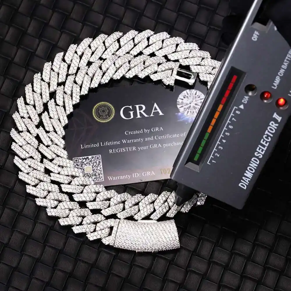 Xingguang Custom 14mm 2rows Moissanite with Gra Certificate 925 Pure Silver Miami Cuban Link Chain
Xingguang Custom 14mm 2rows Moissanite with Gra Certificate 925 Pure Silver Miami Cuban Link Chain