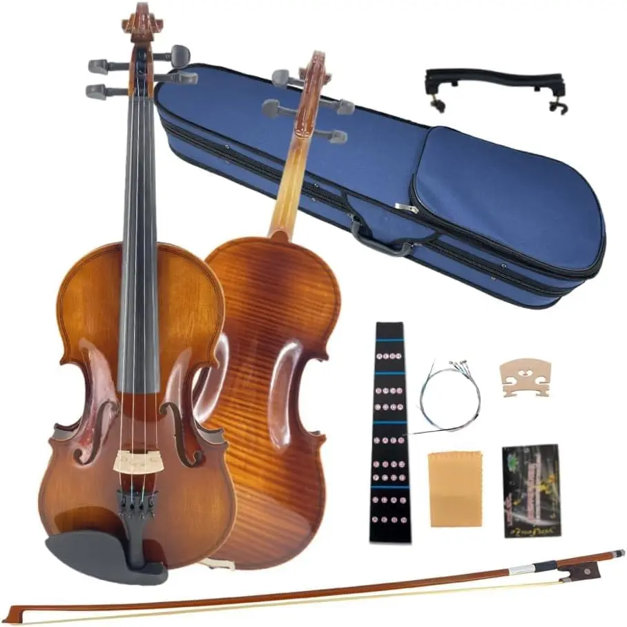 Full-Size 4/4 Violin Kit for Beginner, Adult, and Student Players - Solid Aged Spruce and Maple Wood, Ebony Fittings, Includes Hard Case, Shoulder Rest, Bow, Tuner, and Extra Strings (Flame-Backed)
Full-Size 4/4 Violin Kit for Beginner, Adult, and Student Players - Solid Aged Spruce and Maple Wood, Ebony Fittings, Includes Hard Case, Shoulder Rest, Bow, Tuner, and Extra Strings (Flame-Backed)