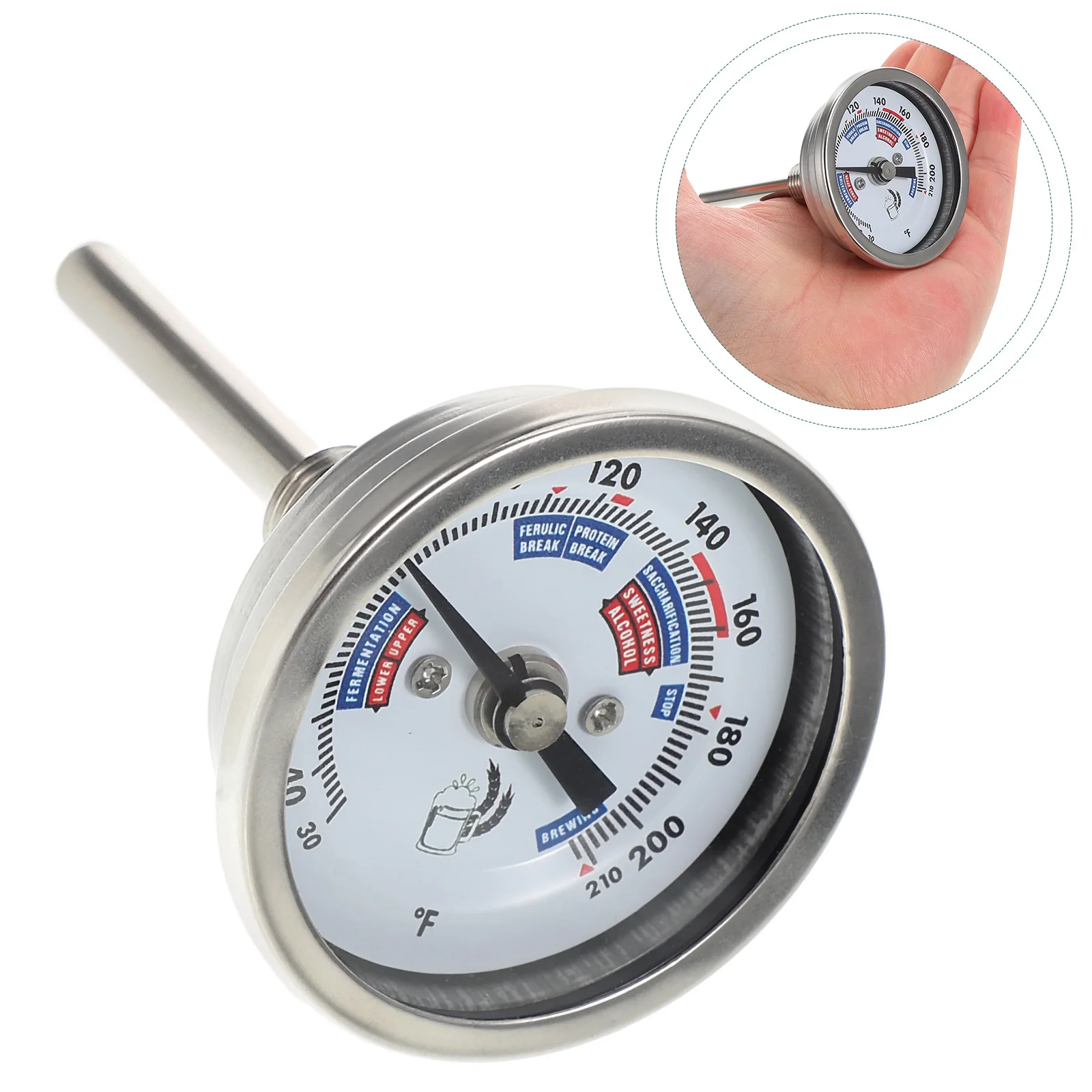 Stainless Steel Wine Thermometer High Precision Dial Temperature Gauge For Brewing Fermentation Tank Clear Scale Threaded
Stainless Steel Wine Thermometer High Precision Dial Temperature Gauge For Brewing Fermentation Tank Clear Scale Threaded