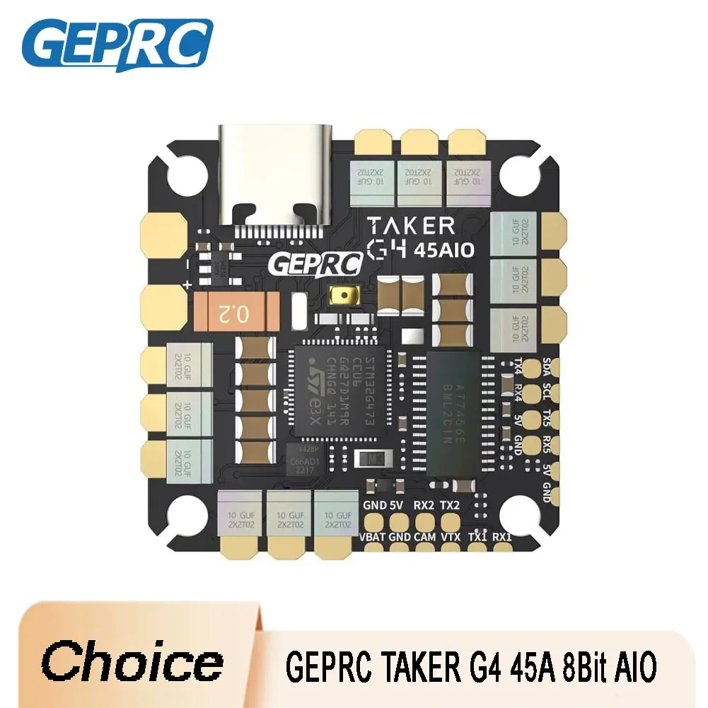 GEPRC TAKER G4 AIO FC 45A ESC 8-битный чип G473 2-6S «все в одном» для любителей дронов фристайла FPV
GEPRC TAKER G4 AIO FC 45A ESC 8-битный чип G473 2-6S «все в одном» для любителей дронов фристайла FPV
