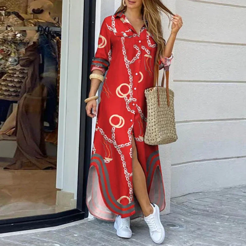 Summer Autumn Elegant Women Maxi Shirt Dresses Vintage Ladies Single-breasted Long Sleeve Vestidos Casual Plaid Robe Longue
Summer Autumn Elegant Women Maxi Shirt Dresses Vintage Ladies Single-breasted Long Sleeve Vestidos Casual Plaid Robe Longue