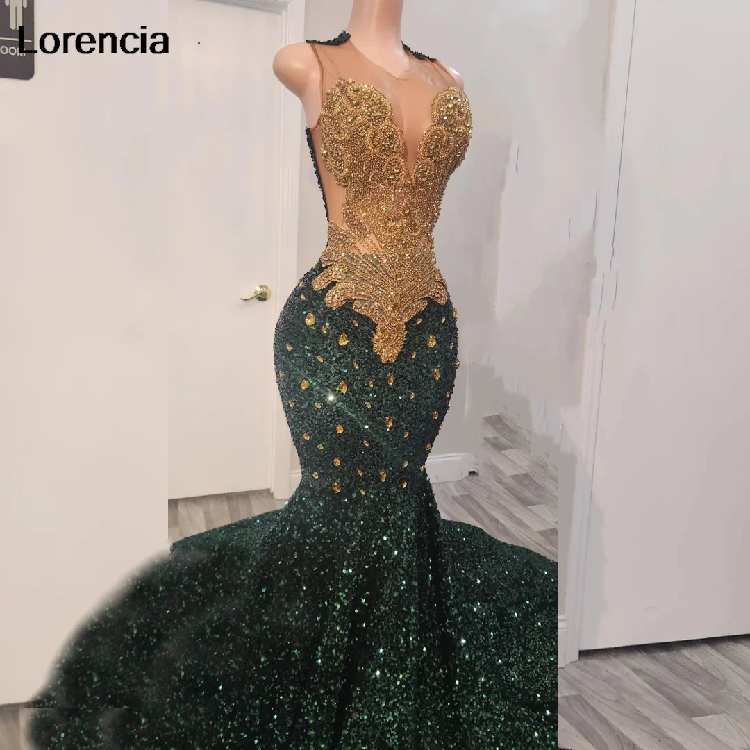 Customized Emerald Green Sequin Prom Dress For Blackgirls Gold Rhinestones Beaded Formal Party Gala Vestidos De Festa YPD118
Customized Emerald Green Sequin Prom Dress For Blackgirls Gold Rhinestones Beaded Formal Party Gala Vestidos De Festa YPD118