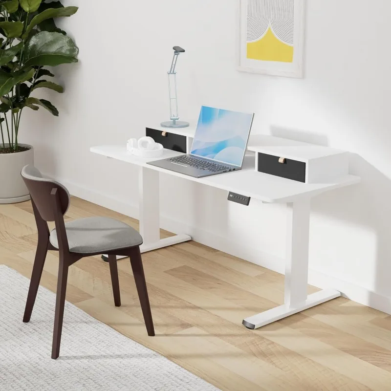 Electric standing desk with drawers, solid adjustable height desk with storage rack, ergonomic laptop monitor stand
Electric standing desk with drawers, solid adjustable height desk with storage rack, ergonomic laptop monitor stand